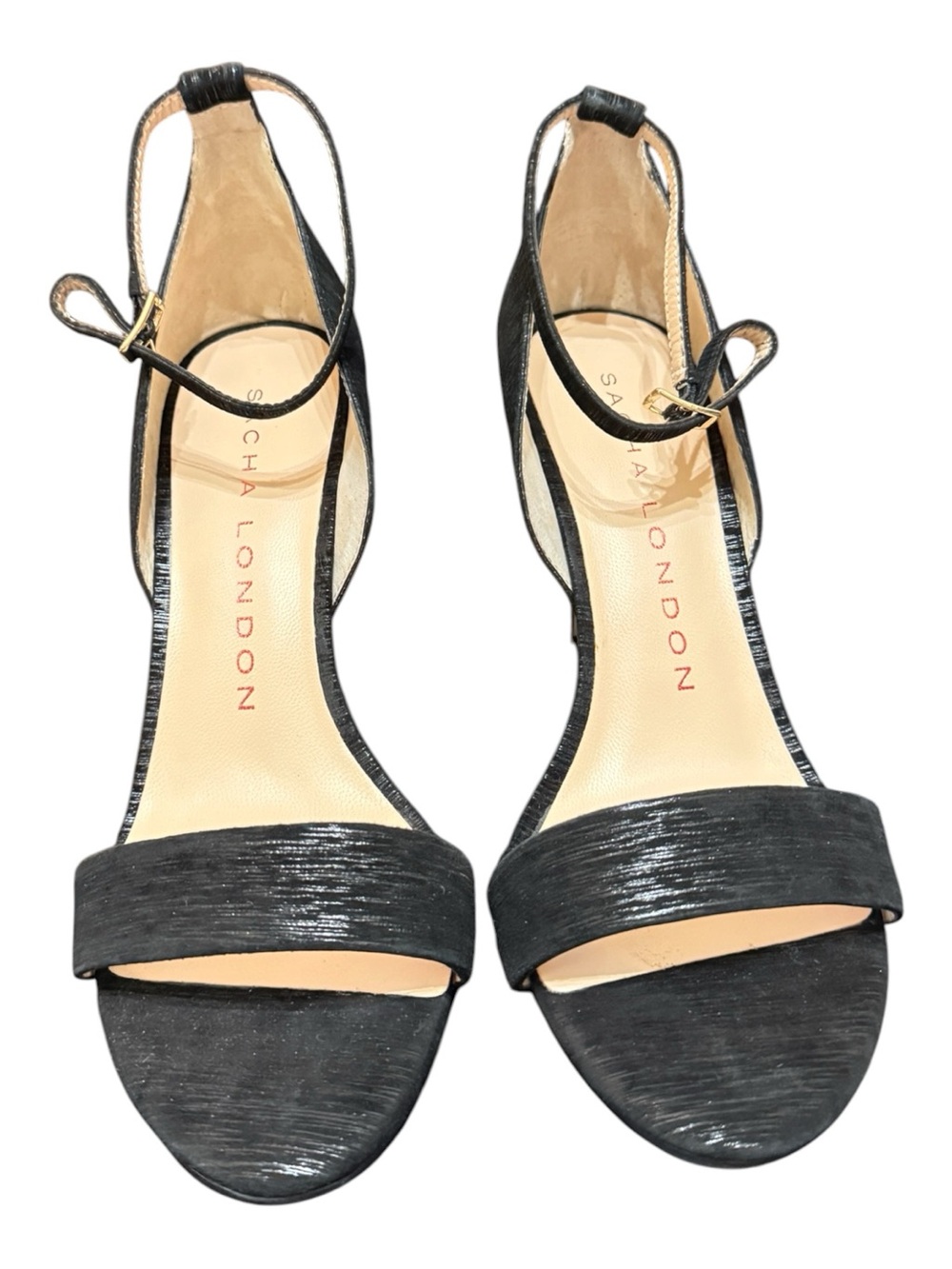 Sacha London Olive Black Leather Ankle Strap Heels Size 10 NIB